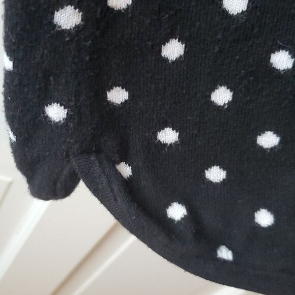 TALBOTS WOMAN BLACK WHITE POLKA DOT COTTON BLEND SWEATER PORTRAIT COLLAR SIZE X - Picture 3 of 12